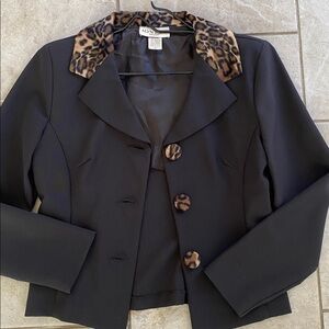 Alyn Paige USA Vintage Black & Cheetah Faux Fur Blazer